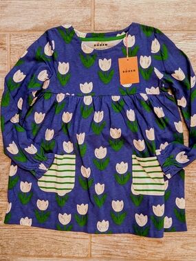Mini Boden NWT 7-8 Navy and White Tulip 🌷 Tunic